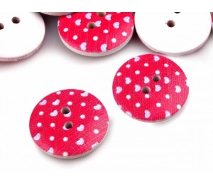 Holzknopf Herzen - flieder rosa pink